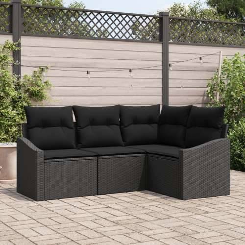 Vrtna garnitura - 4-dijelni set vrtnih sofa s jastucima crni poliratan Cijena