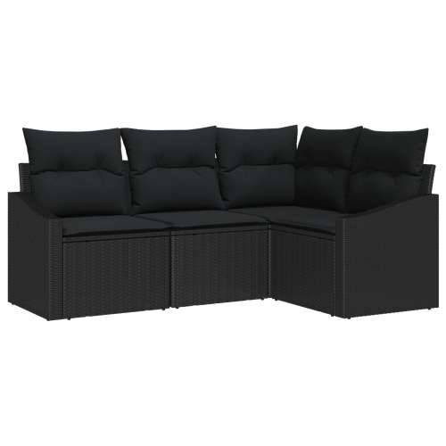Vrtna garnitura - 4-dijelni set vrtnih sofa s jastucima crni poliratan Cijena