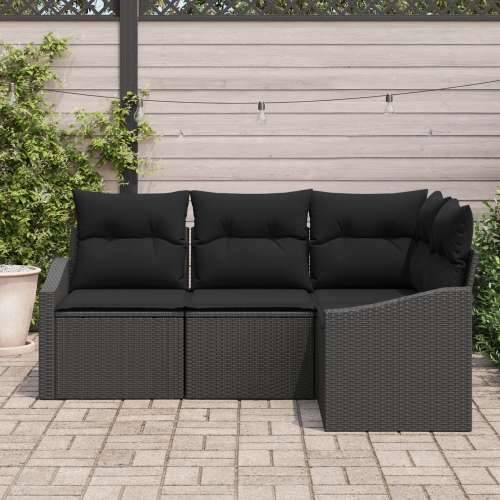 Vrtna garnitura - 4-dijelni set vrtnih sofa s jastucima crni poliratan Cijena