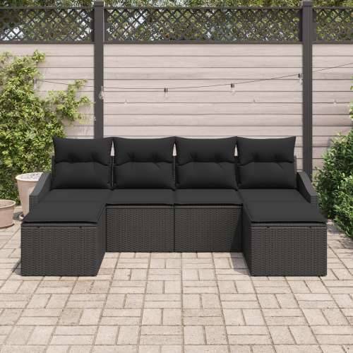 Set vrtnih sofa od 6 dijelova s jastučićima crni poli ratan Cijena