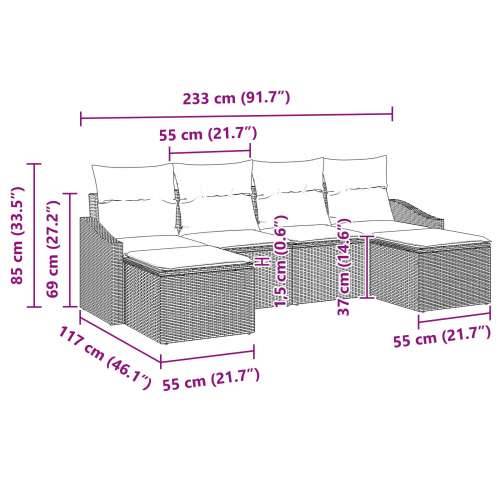 Set vrtnih sofa od 6 dijelova s jastučićima crni poli ratan Cijena