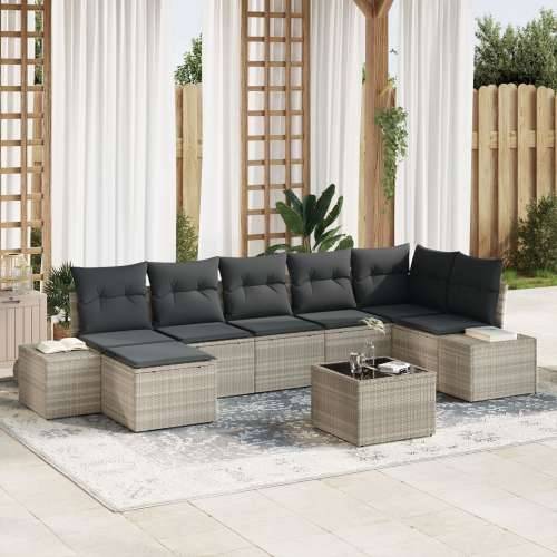 Set vrtnih sofa od 8 komada s jastučićima sivoj poli ratan Cijena