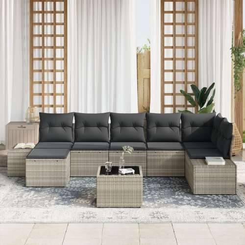 Set vrtnih sofa od 8 komada s jastučićima sivoj poli ratan Cijena