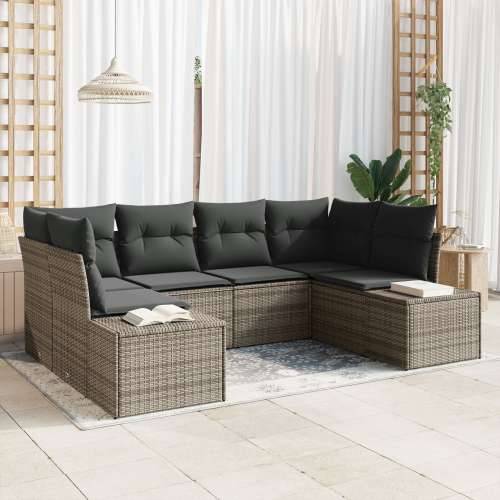Set vrtnog sofa od 6 komada s jastučićima siva poli ratan Cijena