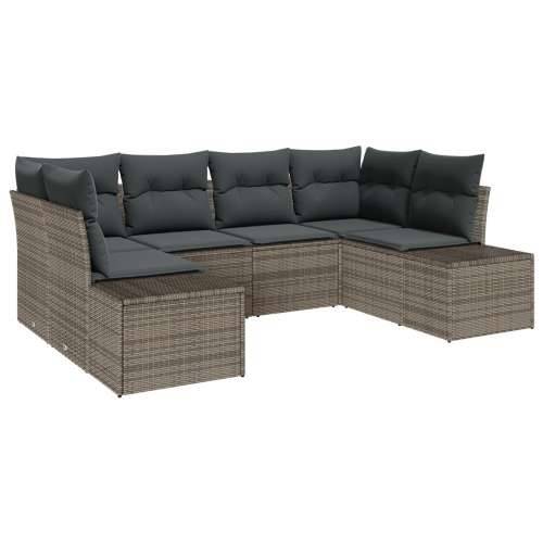 Set vrtnog sofa od 6 komada s jastučićima siva poli ratan Cijena