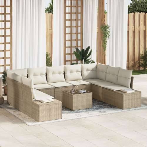 Set vrtnih sofa od 10 komada s jastucima smeđi poli ratan Cijena