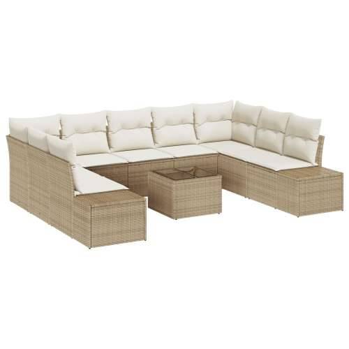 Set vrtnih sofa od 10 komada s jastucima smeđi poli ratan Cijena