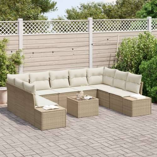 Set vrtnih sofa od 10 komada s jastucima smeđi poli ratan Cijena