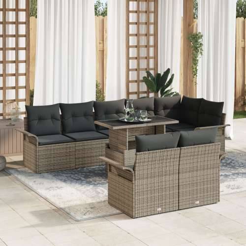 Vrtni Sofa Set Set od 9 Siva Ratan Vrtni Stolovi Pravokutni Cijena