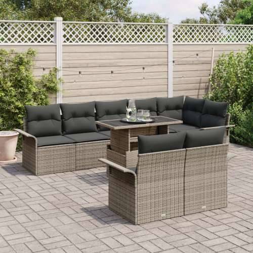 Vrtni Sofa Set Set od 9 Siva Ratan Vrtni Stolovi Pravokutni Cijena