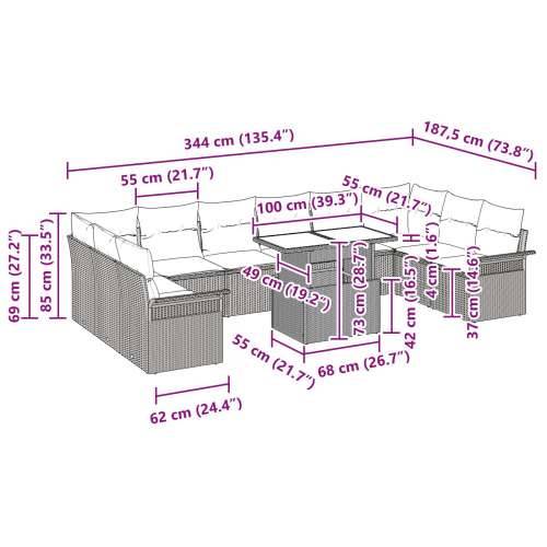 vrtni sofa set 11 komada sivi ratan vrtni sofa set pravokutni Cijena