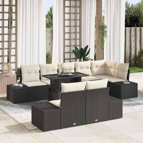 Vrtni sofa set Set od 9 Crna i krem Cijena