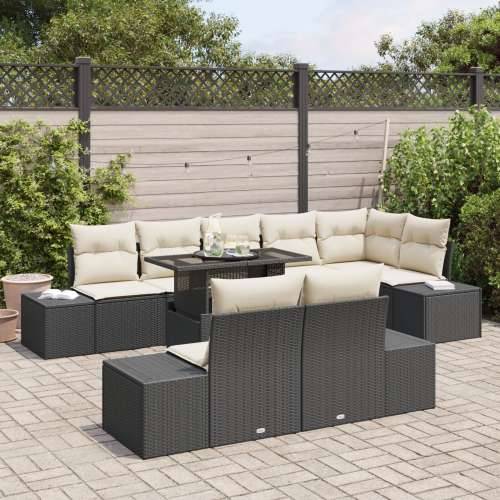 Vrtni sofa set Set od 9 Crna i krem Cijena