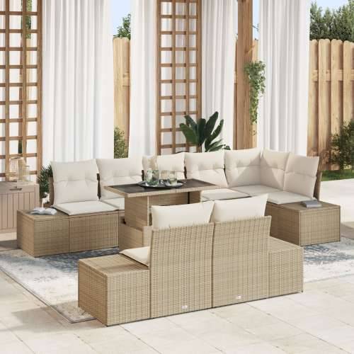 vrtni sofa set Set od 9 Bež Ratan, Poliester Vrtni sofa set Cijena