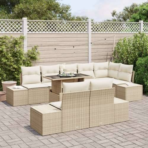 vrtni sofa set Set od 9 Bež Ratan, Poliester Vrtni sofa set Cijena