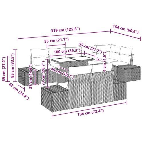 vrtni sofa set Set od 9 Bež Ratan, Poliester Vrtni sofa set Cijena