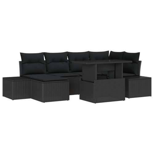 Vrtni set sofe Set od 7 Crna Ratan, Poliester Vrtna kutna sofa Cijena