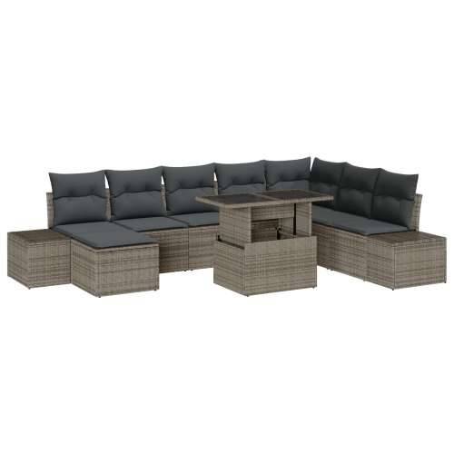 Vrtna garnitura - 9-dijelni set vrtnih sofa s jastucima sivi poli ratan Cijena