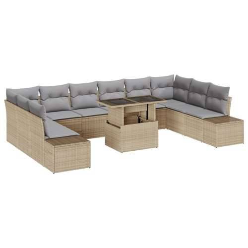 Set od 11 komada vrtnih sofa s jastučićima bež poliratom Cijena