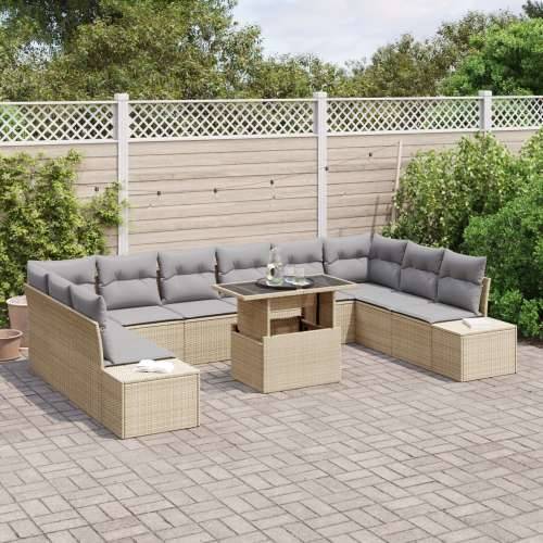 Set od 11 komada vrtnih sofa s jastučićima bež poliratom Cijena