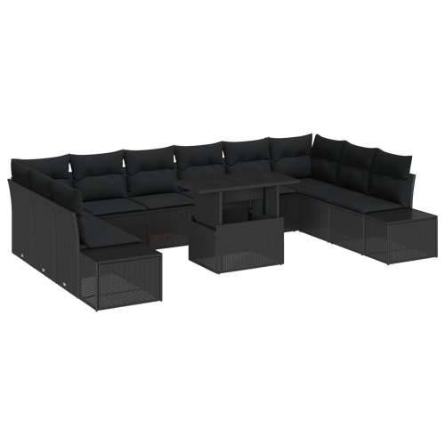 Set od 11 komada vrtnih sofa s jastucima crni poliratan Cijena