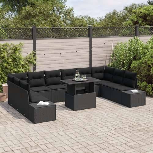 Set od 11 komada vrtnih sofa s jastucima crni poliratan Cijena
