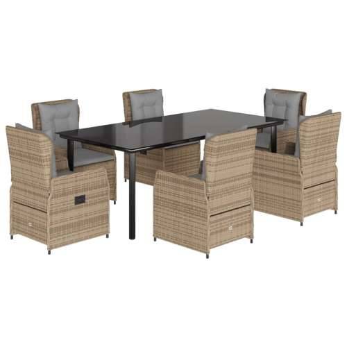 Vrtna garnitura - 7-dijelni vrtni blagovaonski set od poliratana s jastucima bež - bež i svjetlosiva 200 x 100 x 74 cm 6 Cijena