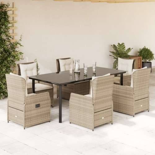 Vrtna garnitura - 7-dijelni vrtni blagovaonski set od poliratana s jastucima bež - bež i krem ​​bijela 200 x 100 x 74 cm 6 Cijena