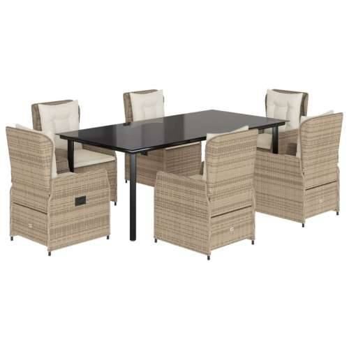 Vrtna garnitura - 7-dijelni vrtni blagovaonski set od poliratana s jastucima bež - bež i krem ​​bijela 200 x 100 x 74 cm 6 Cijena