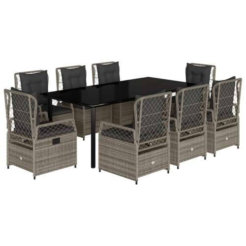 Vrtna garnitura - 9-dijelni vrtni blagovaonski set sivi od poliratana - Siva 200 x 100 x 74 cm 8 Cijena