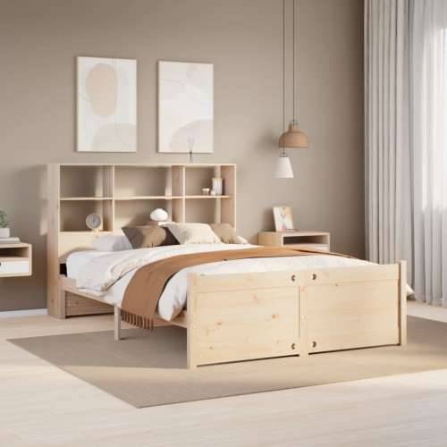Krevet s regalom za knjige bez madraca 120x190 cm od borovine - Prirodna 120 x 190 cm Cijena