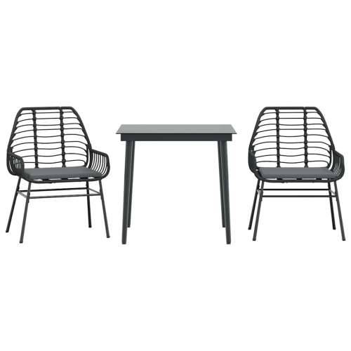 Vrtna garnitura - 3-dijelni vrtni blagovaonski set s jastucima od crnog - Crna 80 x 80 x 74 cm Da 2 Cijena