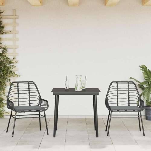 Vrtna garnitura - 3-dijelni vrtni blagovaonski set s jastucima od crnog - Crna 80 x 80 x 74 cm Da 2 Cijena