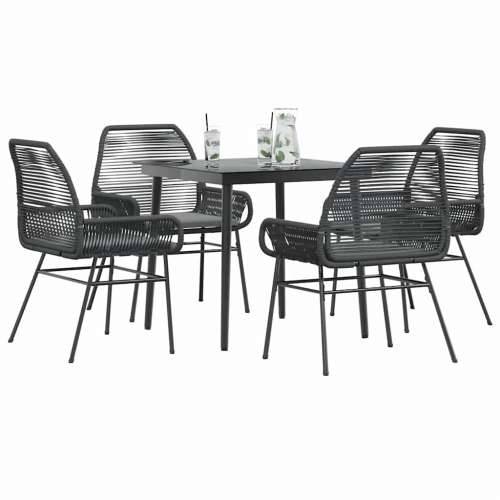 Vrtna garnitura - 5-dijelni vrtni blagovaonski set s jastucima od crnog - Crna 80 x 80 x 74 cm 4 Cijena