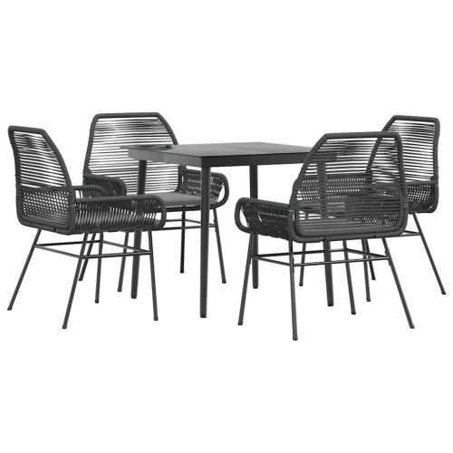 Vrtna garnitura - 5-dijelni vrtni blagovaonski set s jastucima od crnog - Crna 80 x 80 x 74 cm 4 Cijena