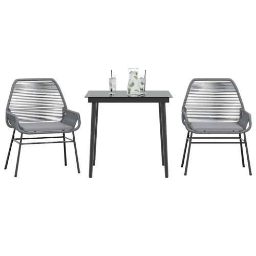 Vrtna garnitura - 3-dijelni vrtni blagovaonski set s jastucima poliratan i staklo - Siva 80 x 80 x 74 cm 2 Cijena