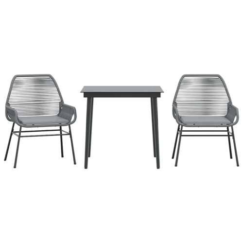 Vrtna garnitura - 3-dijelni vrtni blagovaonski set s jastucima poliratan i staklo - Siva 80 x 80 x 74 cm 2 Cijena