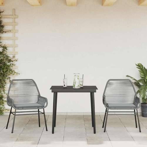 Vrtna garnitura - 3-dijelni vrtni blagovaonski set s jastucima poliratan i staklo - Siva 80 x 80 x 74 cm 2 Cijena