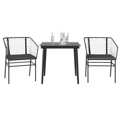Vrtna garnitura - 3-dijelni vrtni blagovaonski set s jastucima od crnog - Crna 80 x 80 x 74 cm Da 2 Cijena