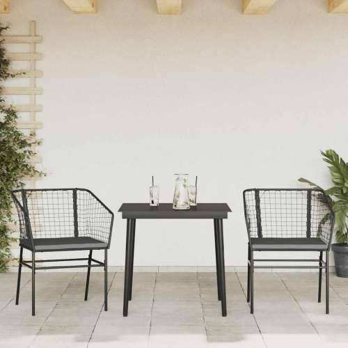 Vrtna garnitura - 3-dijelni vrtni blagovaonski set s jastucima od crnog - Crna 80 x 80 x 74 cm Da 2 Cijena