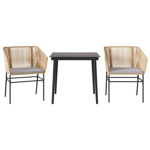 Vrtna garnitura - 3-dijelni vrtni blagovaonski set s jastucima poliratan i staklo - Smeđa 80 x 80 x 74 cm 2 Cijena