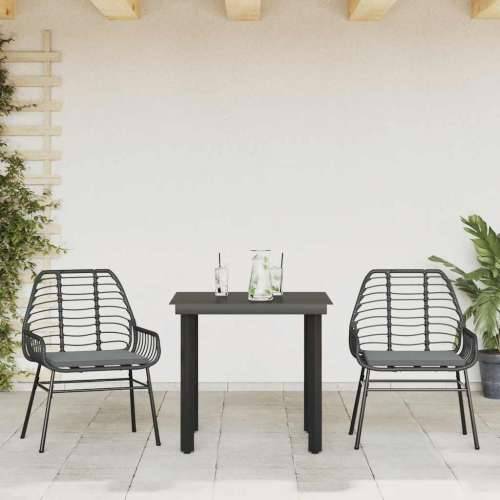 Vrtna garnitura - 3-dijelni vrtni blagovaonski set s jastucima od crnog - Crna i tamno siva 80 x 80 x 74 cm 2 Cijena