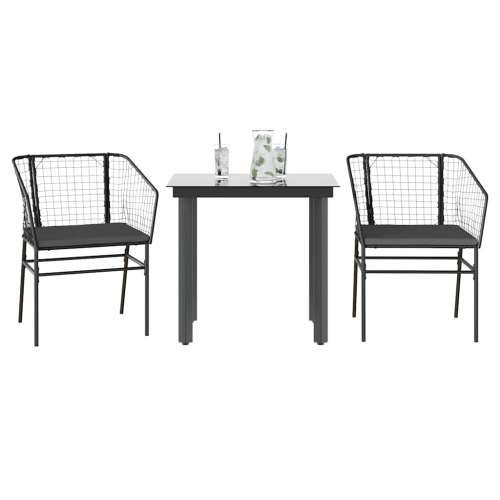Vrtna garnitura - 3-dijelni vrtni blagovaonski set s jastucima od crnog - Crna i tamno siva 80 x 80 x 74 cm 2 Cijena