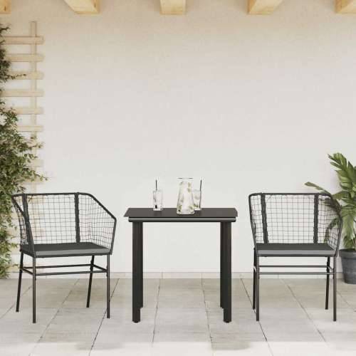 Vrtna garnitura - 3-dijelni vrtni blagovaonski set s jastucima od crnog - Crna i tamno siva 80 x 80 x 74 cm 2 Cijena