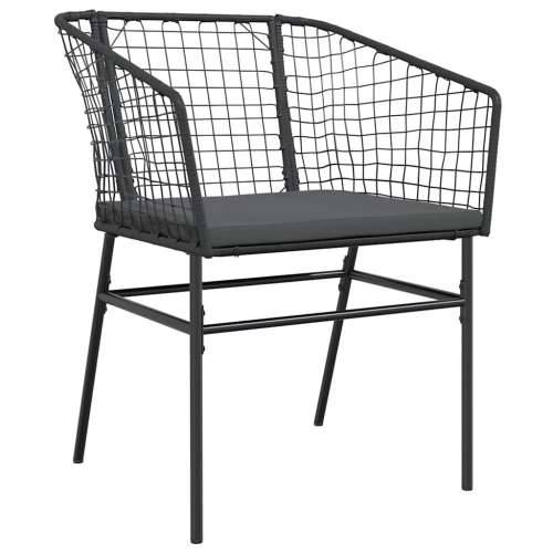 Vrtna garnitura - 3-dijelni vrtni blagovaonski set s jastucima od crnog - Crna i tamno siva 80 x 80 x 74 cm 2 Cijena