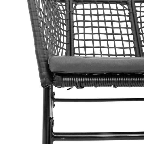 Vrtna garnitura - 3-dijelni vrtni blagovaonski set s jastucima od crnog - Crna i tamno siva 80 x 80 x 74 cm 2 Cijena