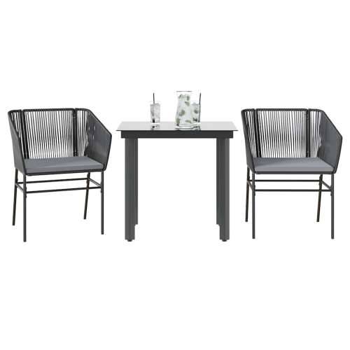 Vrtna garnitura - 3-dijelni vrtni blagovaonski set s jastucima od crnog - Crna 80 x 80 x 74 cm 2 Cijena