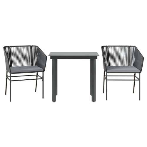 Vrtna garnitura - 3-dijelni vrtni blagovaonski set s jastucima od crnog - Crna 80 x 80 x 74 cm 2 Cijena