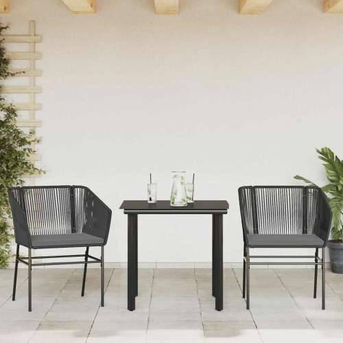 Vrtna garnitura - 3-dijelni vrtni blagovaonski set s jastucima od crnog - Crna 80 x 80 x 74 cm 2 Cijena