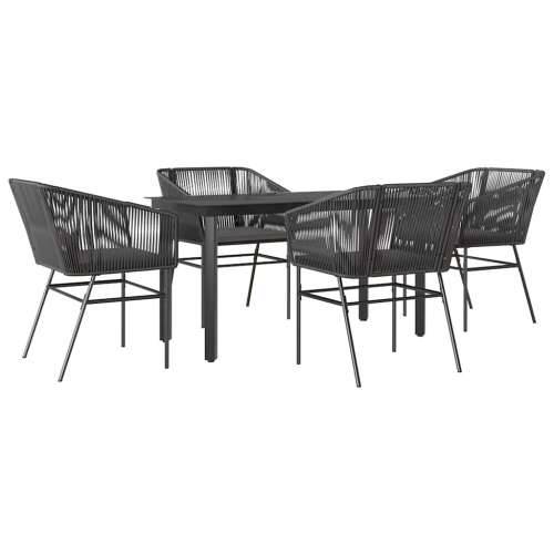Vrtna garnitura - 5-dijelni vrtni blagovaonski set s jastucima od crnog - Crna 140 x 70 x 74 cm 4 Cijena
